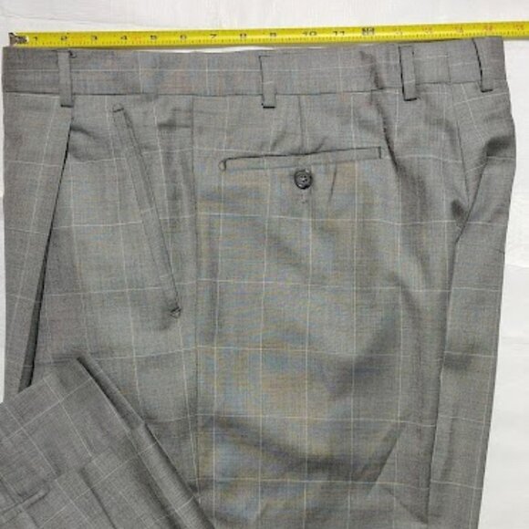 Earvin Magic Johnson Made In Italy 2 Piece Suit Mens 42L 33x32 Gray Check Wool - Picture 6 of 16